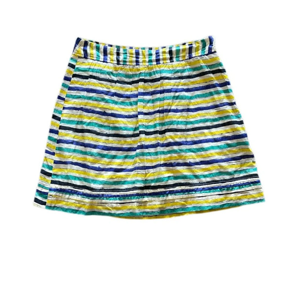 Ann Taylor LOFT Striped Cotton Lined Skirt Blue White Yellow Women’s Size 6 - Picture 1 of 9